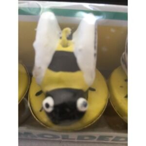 Vintage New Amscan Mini‎ Molded Bumble Bee Votive Candles Yellow White Cute